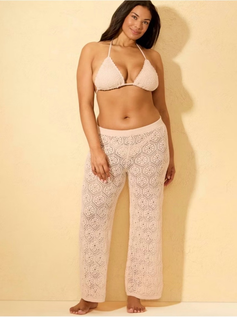 NWOT Shade & Shore Crochet Cover-Up Pants - Blush